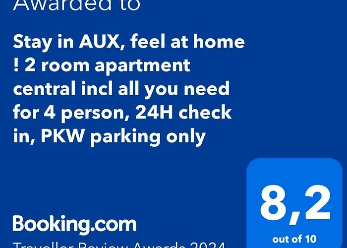 Stay In Aux, Feel At Home ! 2 Room Apartment Central Incl All You Need For 4 Person, 24H Check In, Pkw Parking Only